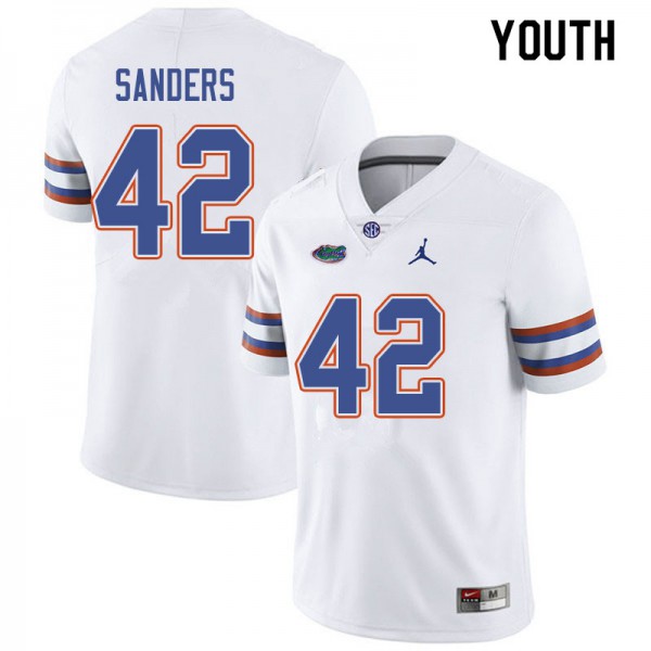 Jordan Brand Youth #42 Umstead Sanders Florida Gators College Football Jersey White